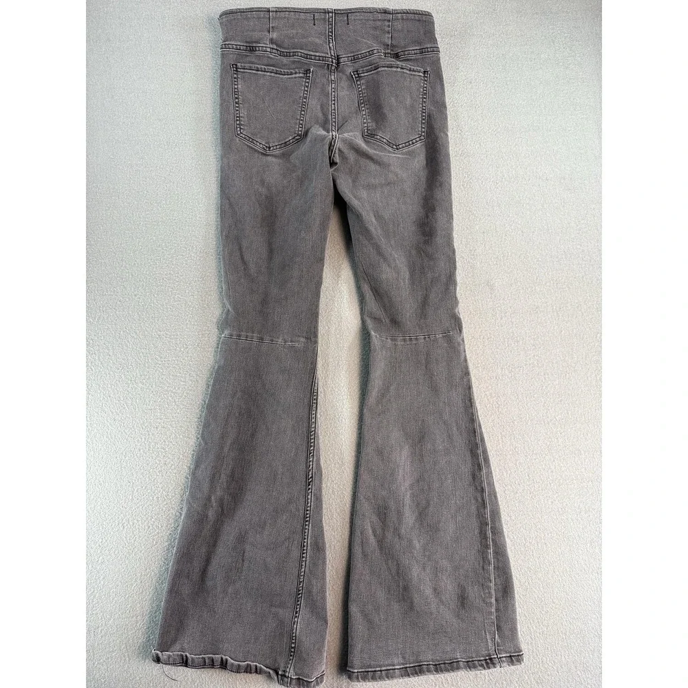 Free People Jeans Womens 28 Gray Dark Wash Mid Rise Flare Slim Stretch Denim